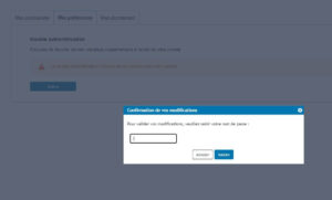 Capture d'écran de la validation du mot de passe sur myPrimobox